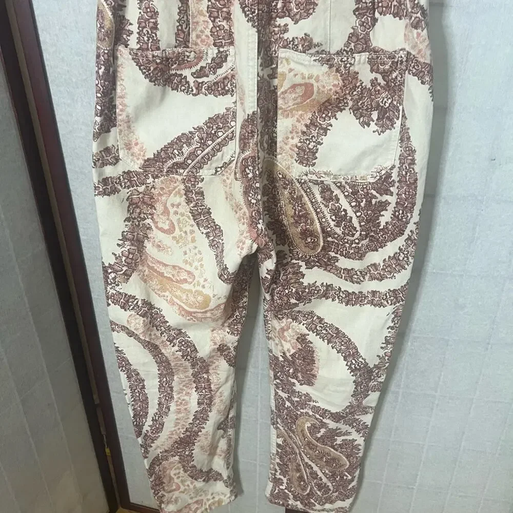 We The Free Cream and Brown Paisley Jumpsuit